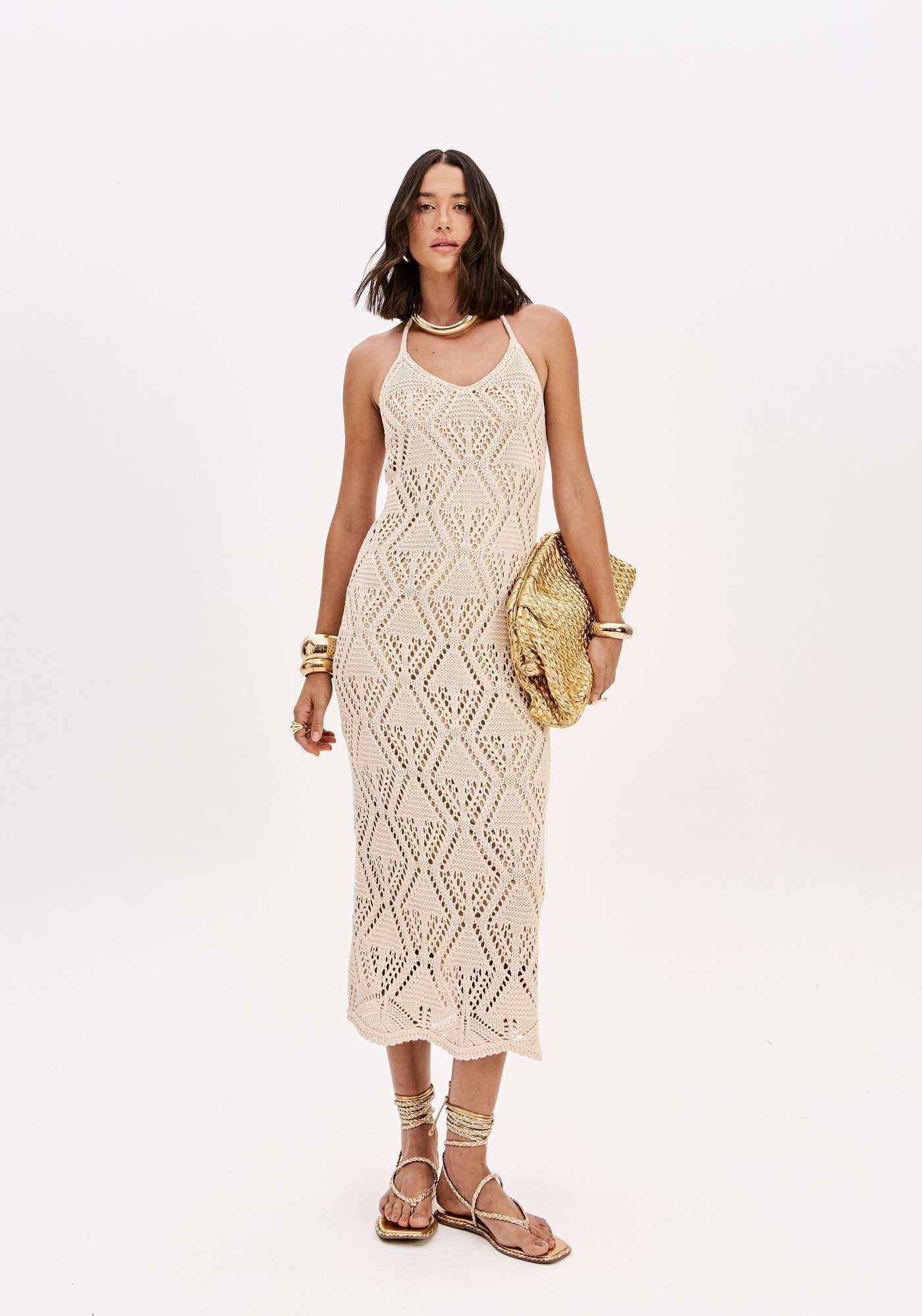 VESTIDO SUPER MIDI TRICÔ FRENTE ÚNICA LANÇA PERFUME