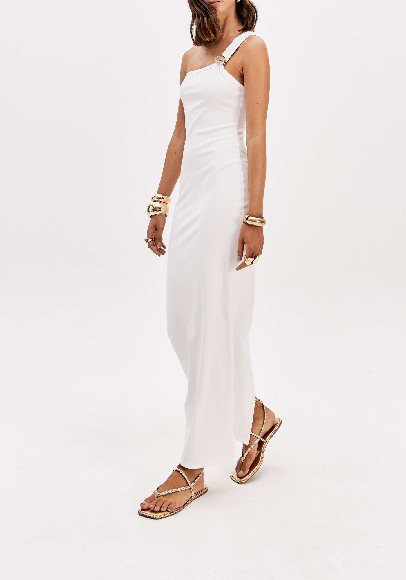 VESTIDO SUPER MIDI OMBRO ÚNICO LANÇA PERFUME