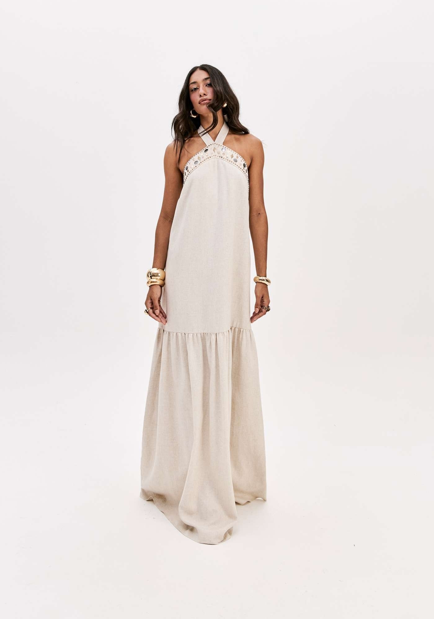 VESTIDO DE LINHO FRENTE ÚNICA LANÇA PERFUME