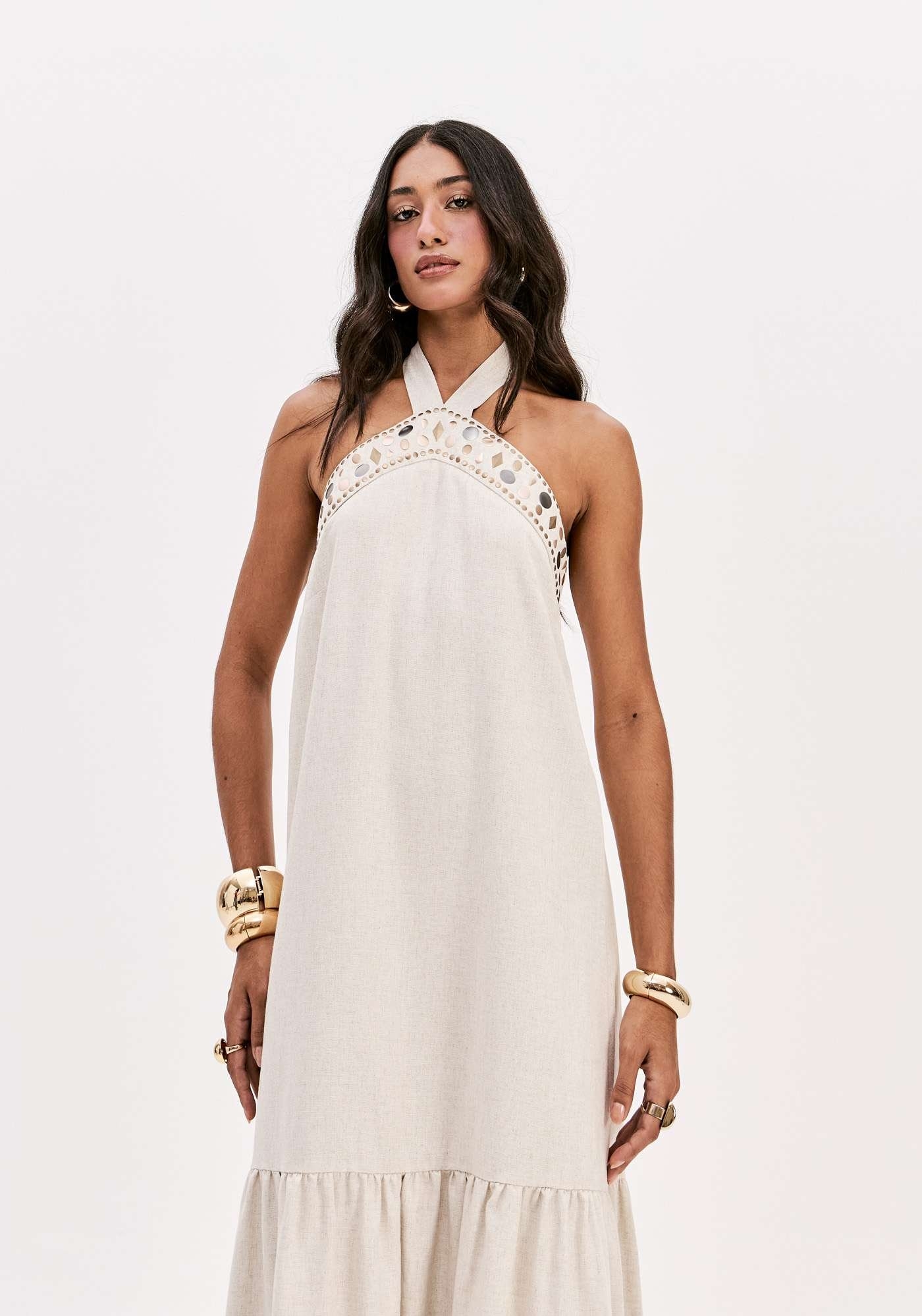 VESTIDO DE LINHO FRENTE ÚNICA LANÇA PERFUME
