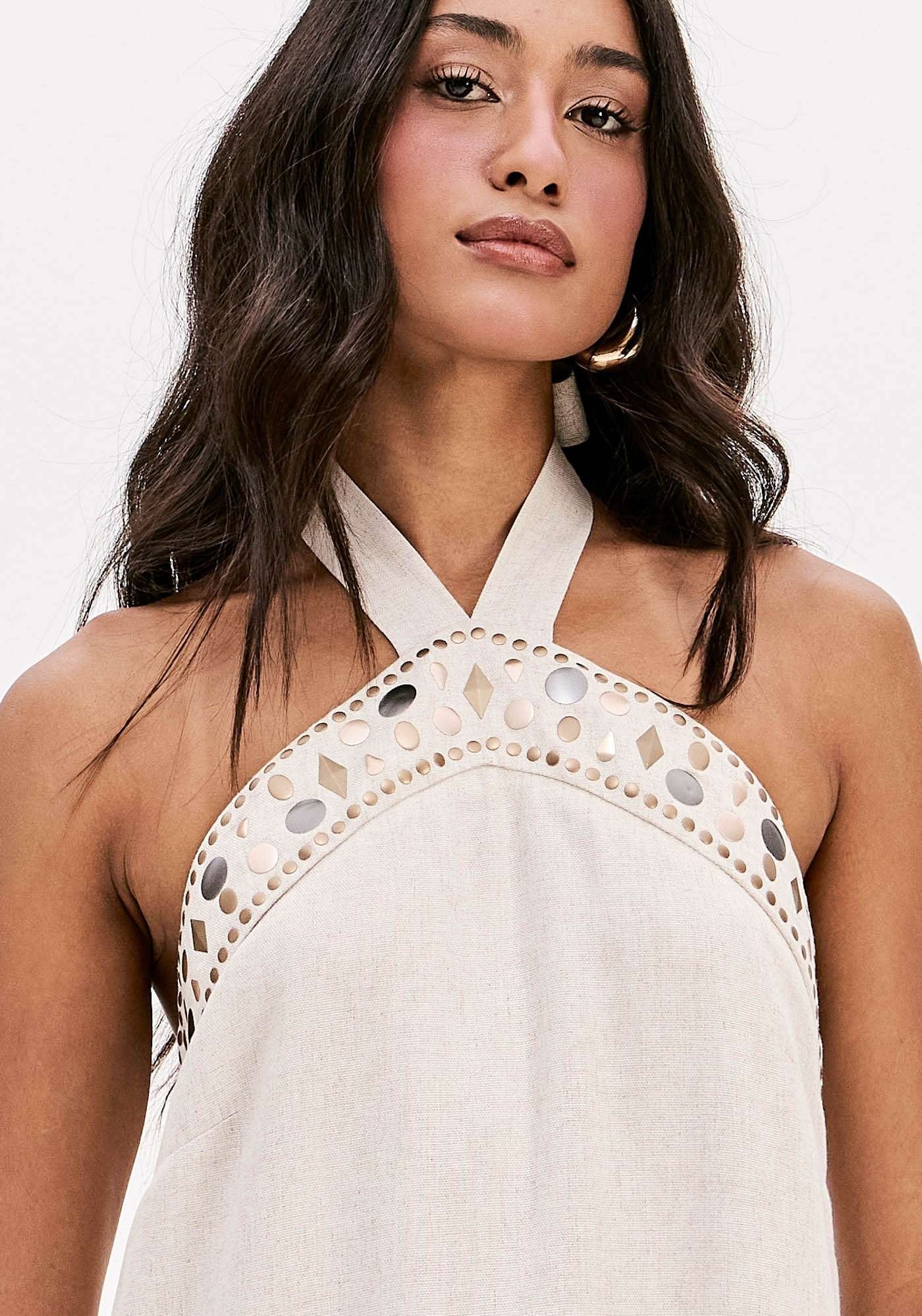 VESTIDO DE LINHO FRENTE ÚNICA LANÇA PERFUME