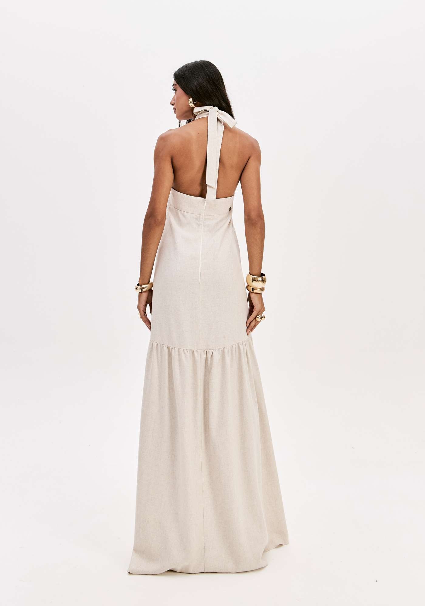 VESTIDO DE LINHO FRENTE ÚNICA LANÇA PERFUME