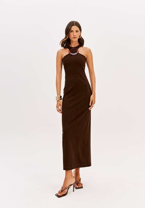 VESTIDO SUPER MIDI COM AVIAMENTO LANÇA PERFUME