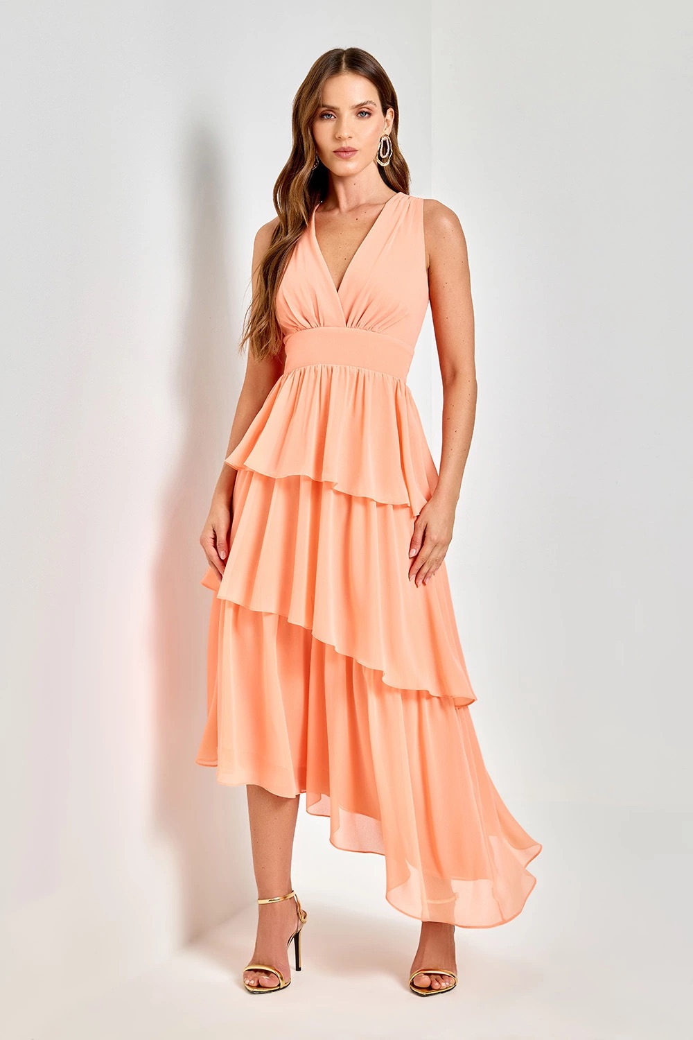 VESTIDO CAMADAS SONHOS LARANJA AVE RARA
