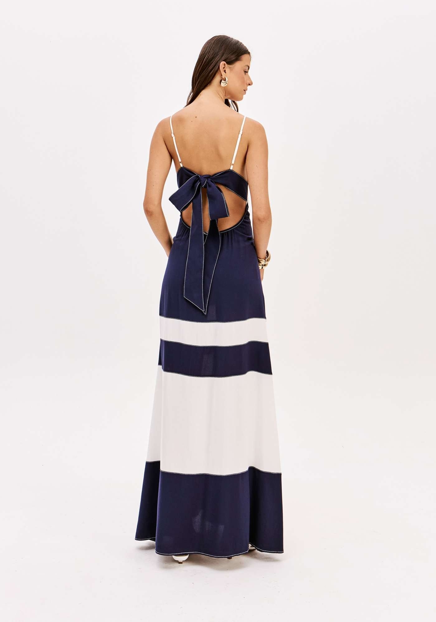 VESTIDO SUPER MIDI DE ALÇAS COM AMARRAÇÃO LANÇA PERFUME