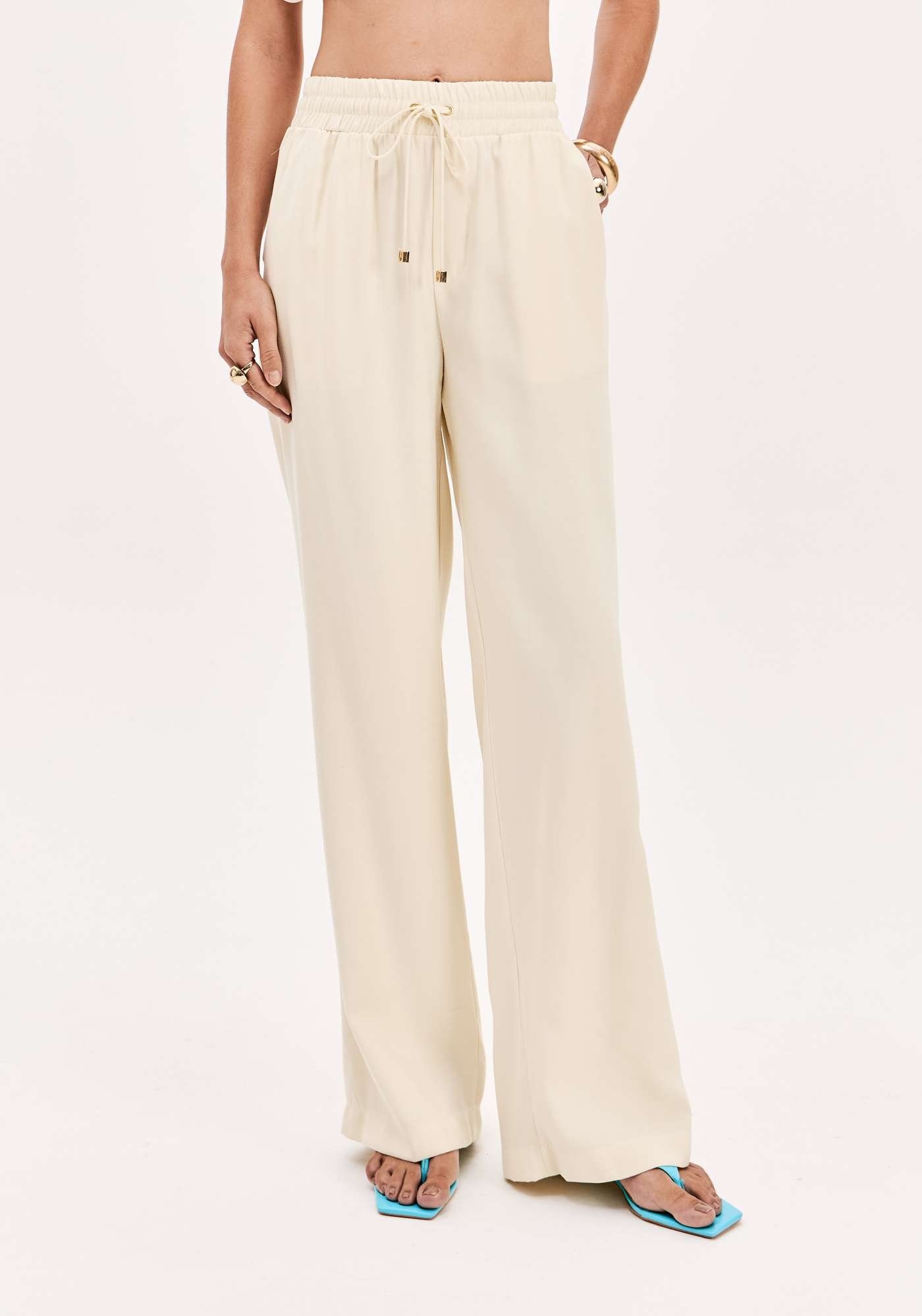 CALÇA WIDE LEG CINTURA ALTA COM CÓS DE ELÁSTICO LANÇA PERFUME