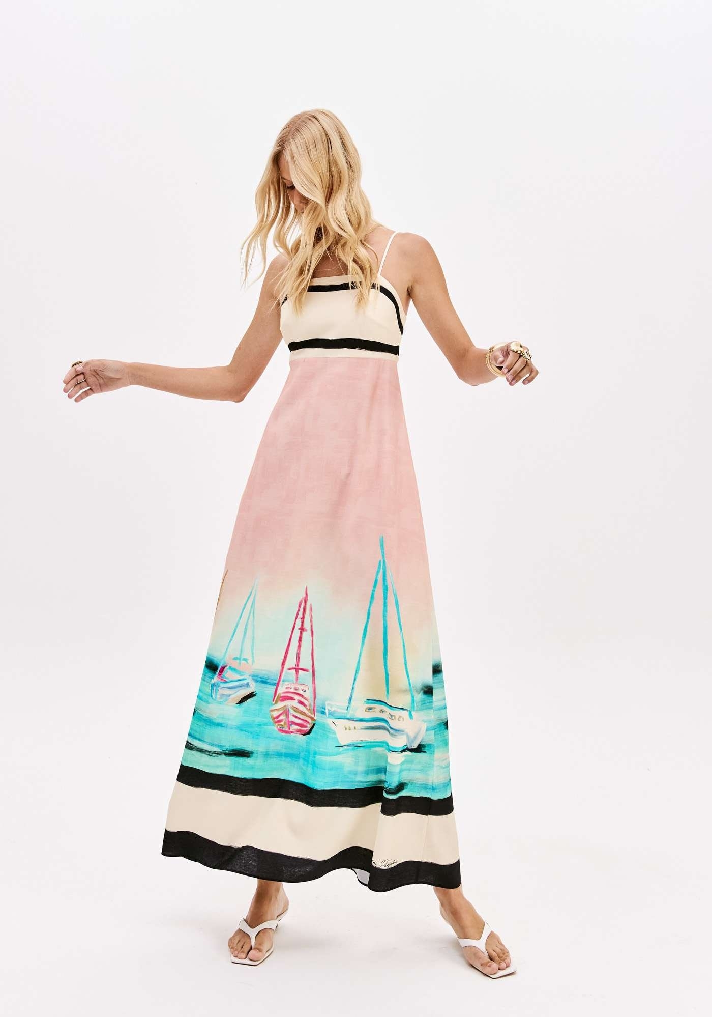 VESTIDO SUPER MIDI ESTAMPADO DE ALÇAS LANÇA PERFUME