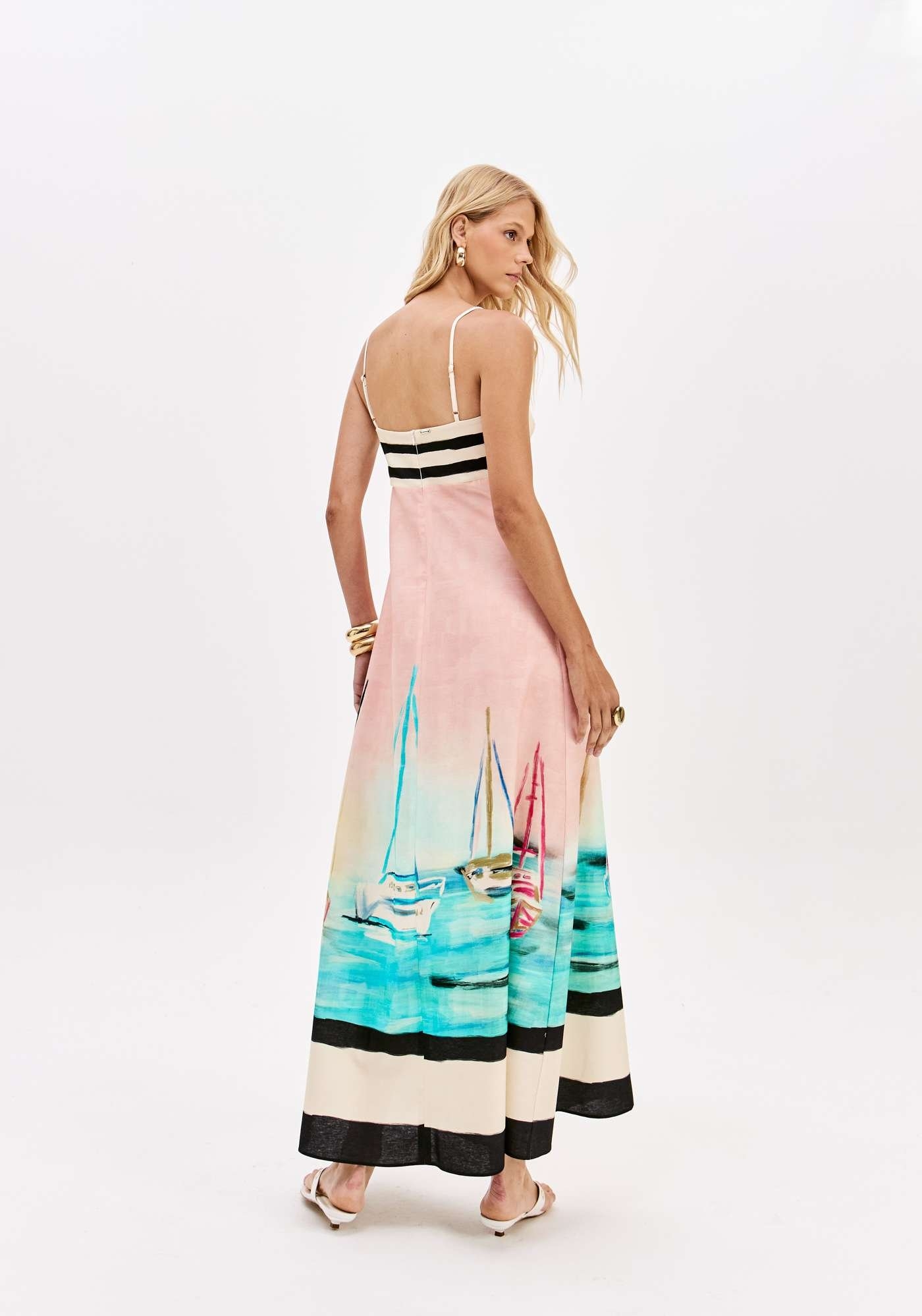 VESTIDO SUPER MIDI ESTAMPADO DE ALÇAS LANÇA PERFUME
