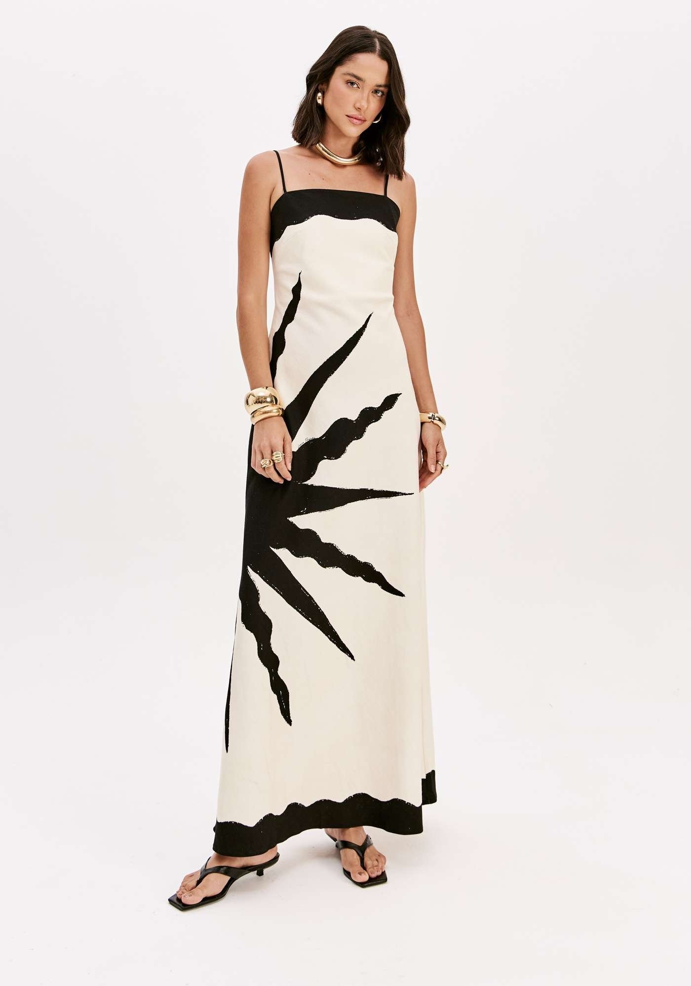 VESTIDO SUPER MIDI DE ALÇA ESTAMPADO LANÇA PERFUME