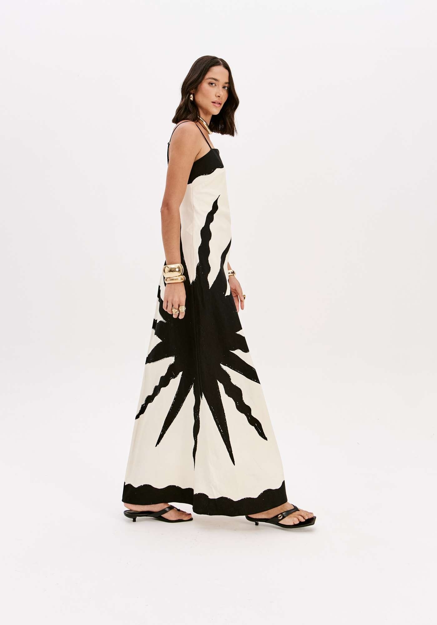 VESTIDO SUPER MIDI DE ALÇA ESTAMPADO LANÇA PERFUME