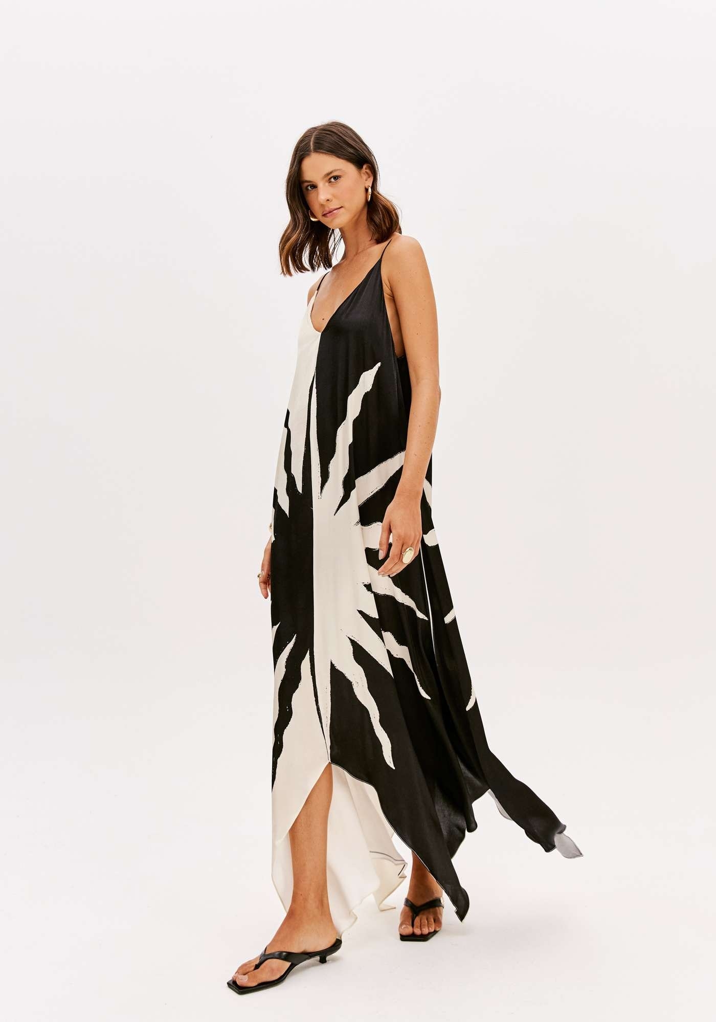 VESTIDO SUPER MIDI DE ALÇAS COM DECOTE V LANÇA PERFUME