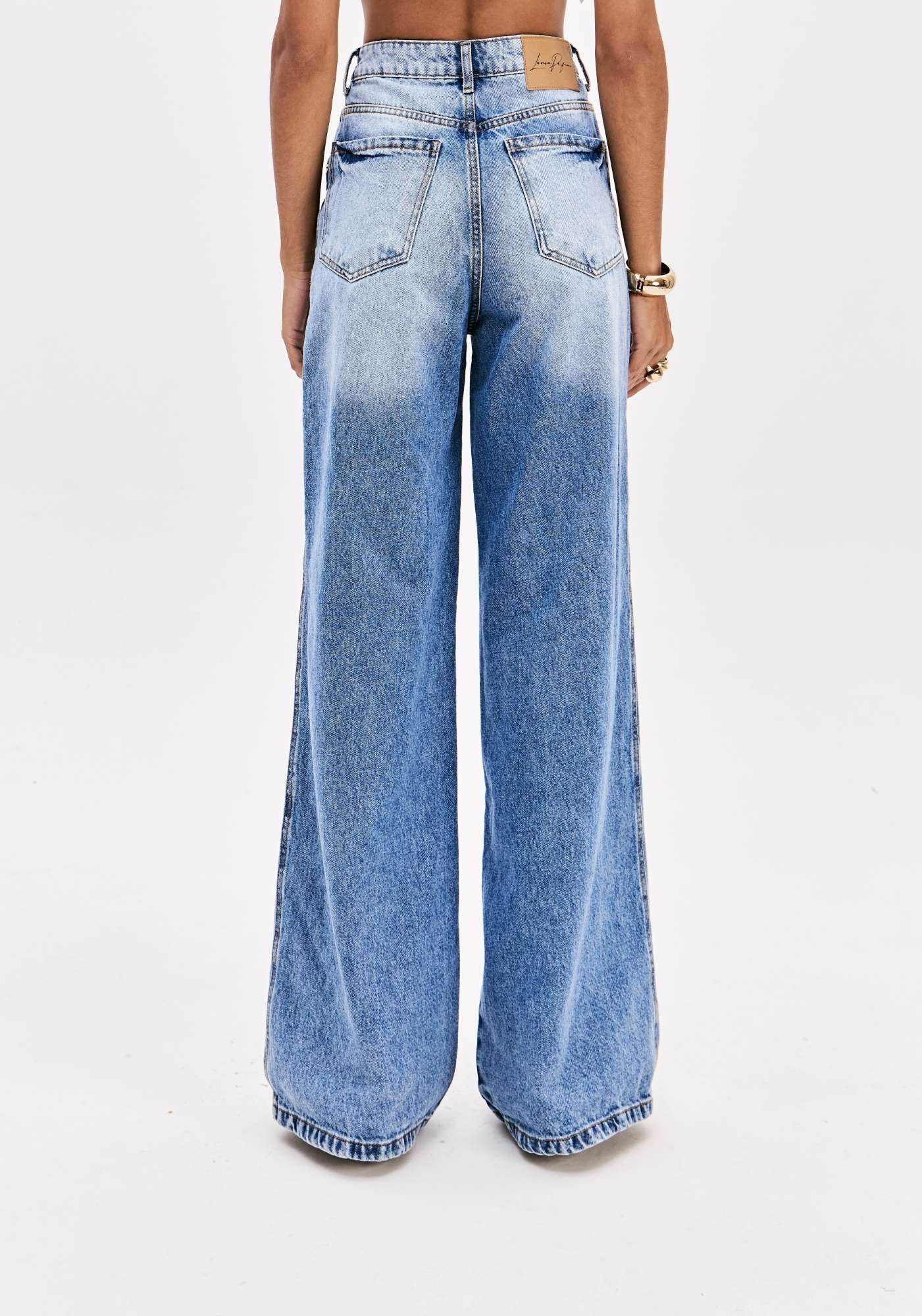 CALÇA  WIDE LEG JEANS CINTURA SUPER ALTA LANÇA PERFUME