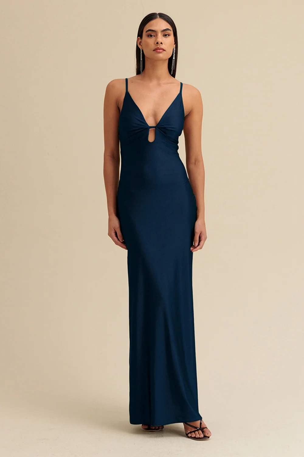 VESTIDO LONGO SLIP LISO COM ALÇAS CHARRY