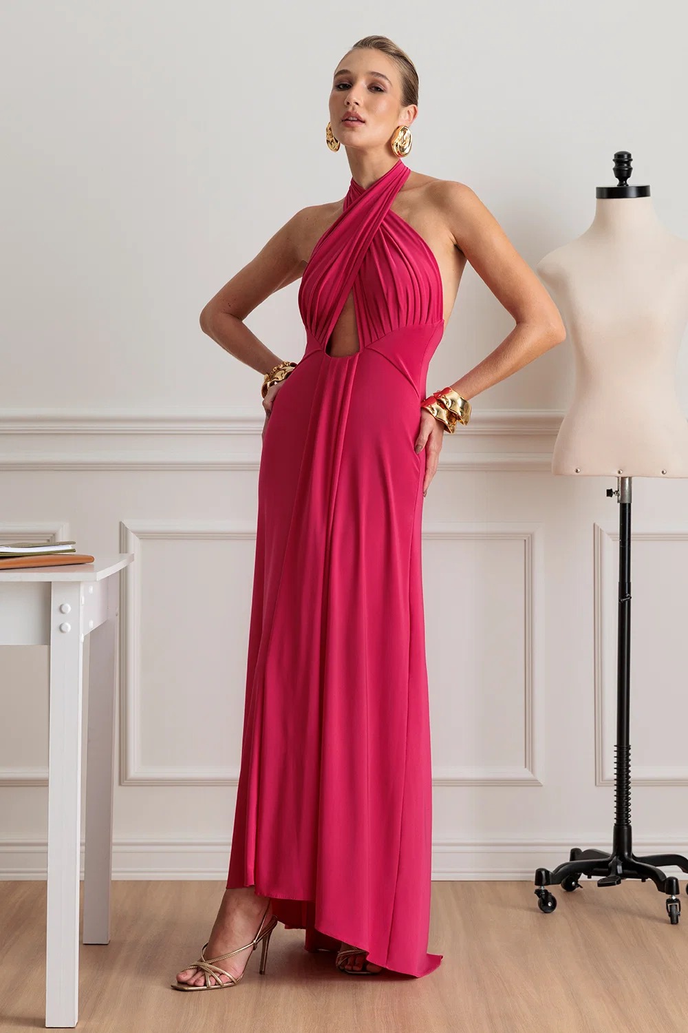 VESTIDO LONGO LISO FRENTE ÚNICA CHARRY