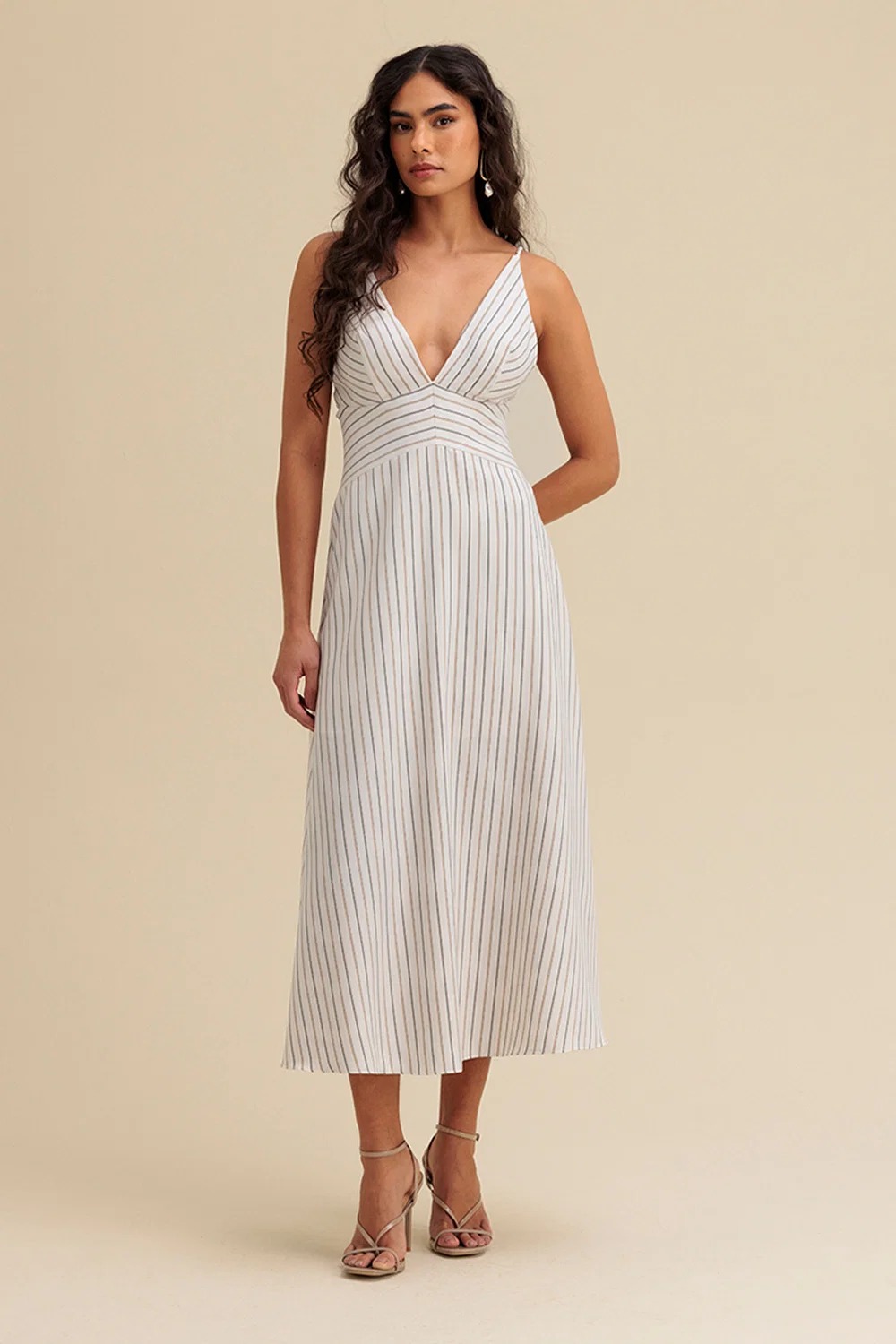 VESTIDO SUPER MIDI LISTRADO COM ALÇAS CHARRY