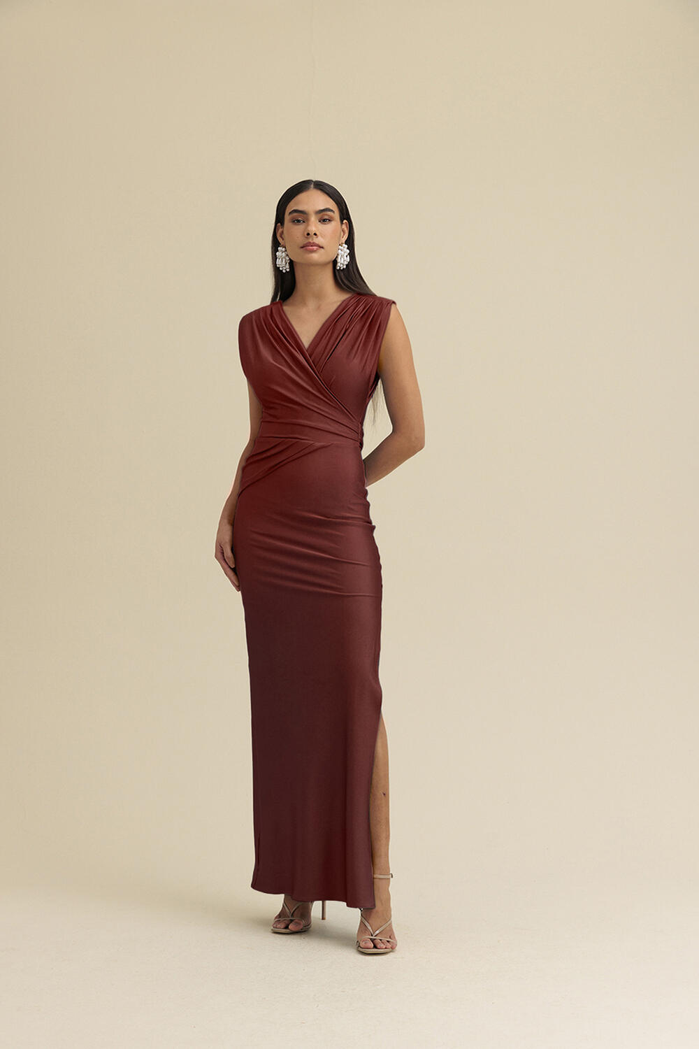 VESTIDO LONGO CAFE CHARRY