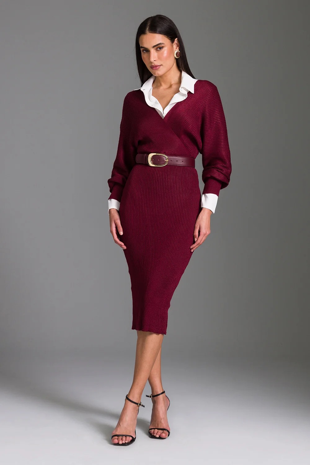 VESTIDO SUPER MIDI DECOTE TANSPASSADO CHARRY