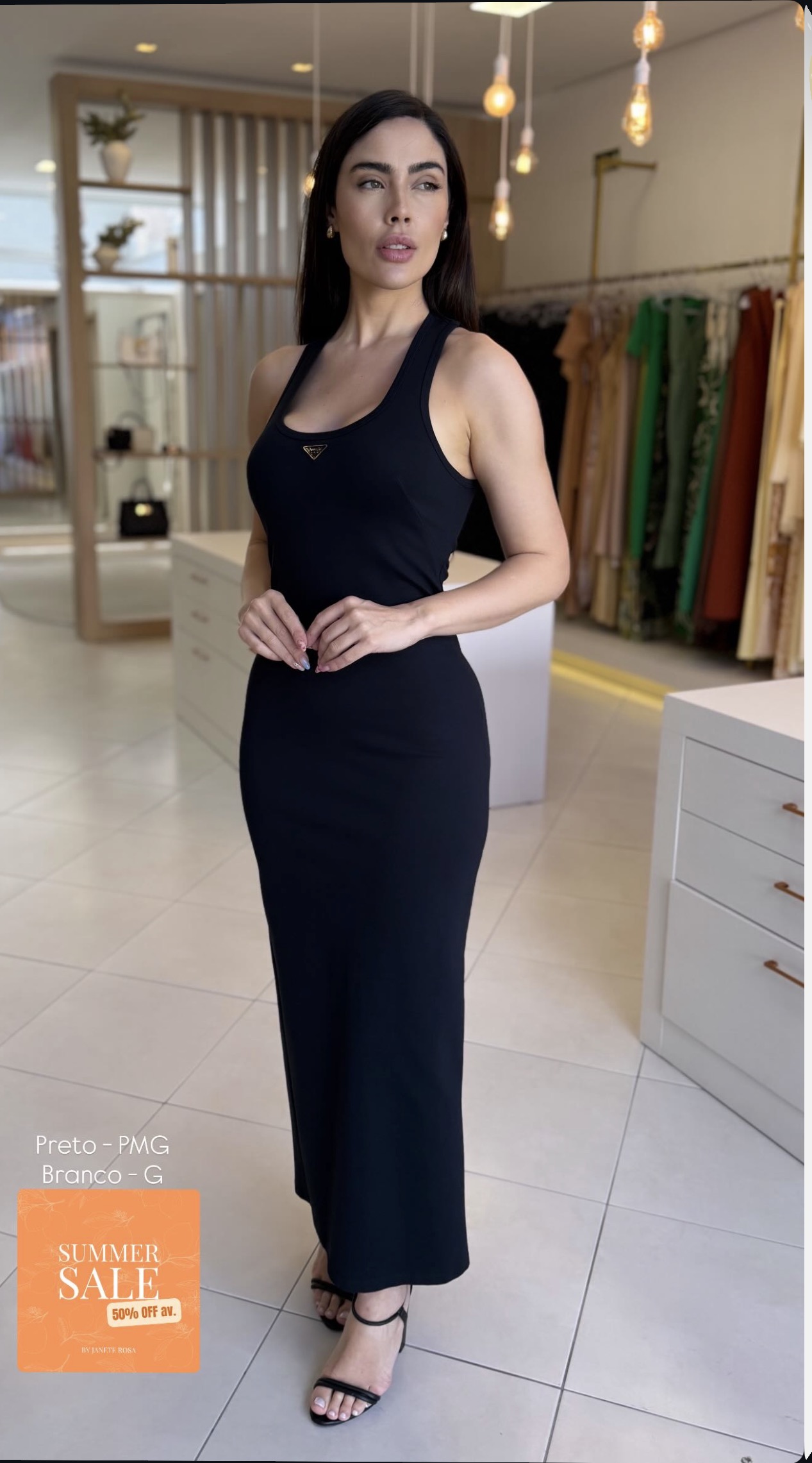 VESTIDO MIDI SEM MANGA COM BRASÃO