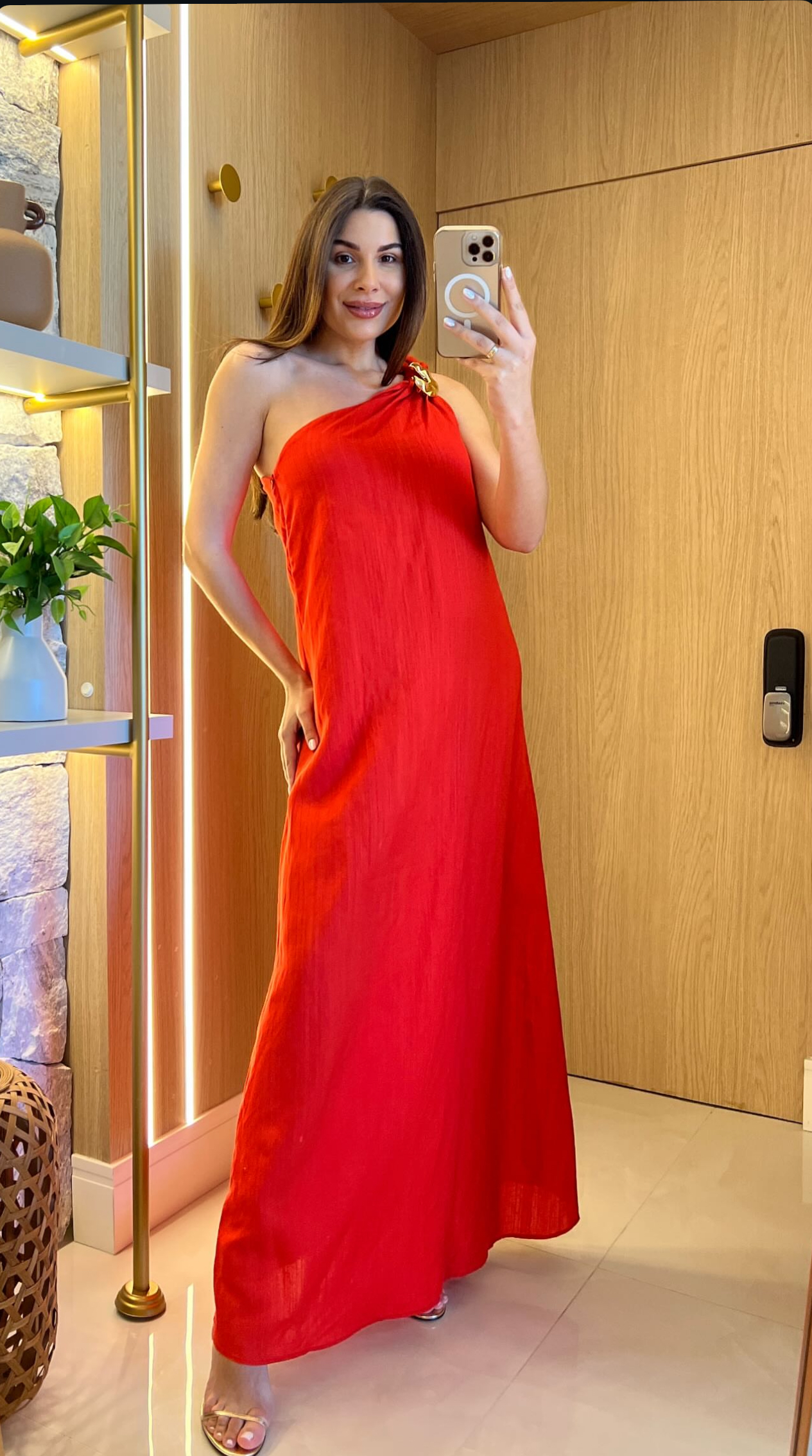 VESTIDO SUPER MIDI COM LINHO